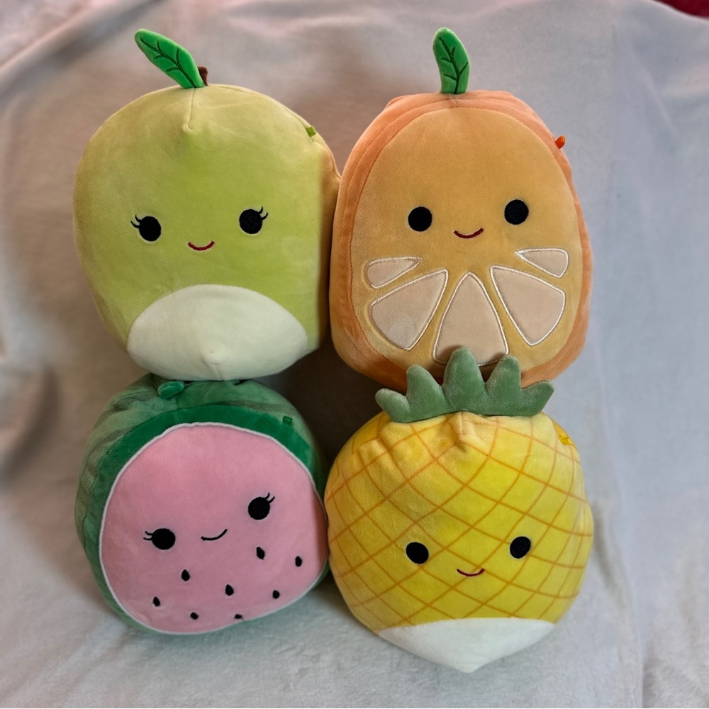 Squishmallow Fruit Plush, Set Of 4 Includes: Ashley, Maui, Orin, & Wanda- 10”